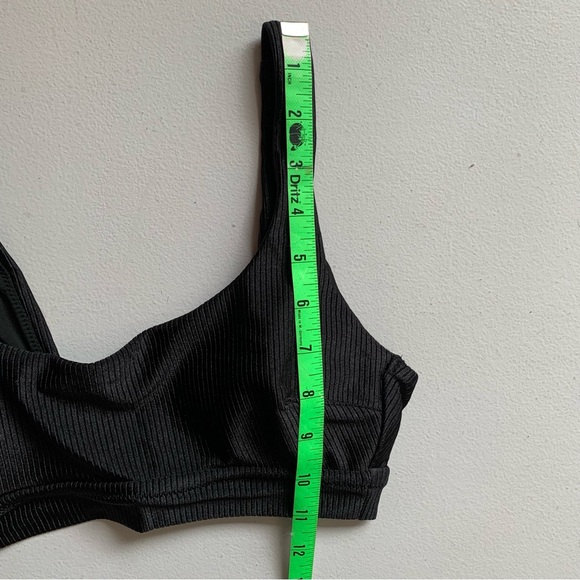 Aerie Black Shine Ribbed Banded Bikini Top Size Small NWT - Picture 15 of 15